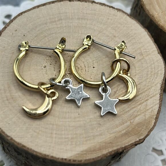 Set of (3) Gold-Tone Handmade Earrings  (1 hoop) (2) Beaded w/ Fish Hooks) - Picture 5 of 11